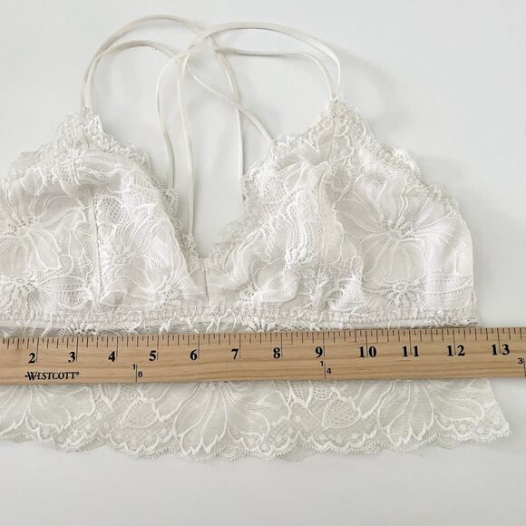Gilly Hicks Laced Bralette Size S Top Double Straps Ivory Romantic Cute Sexy - Picture 9 of 10